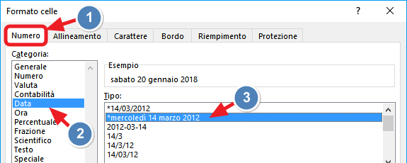 applicare il formato data
