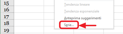 voce serie del menu contestuale