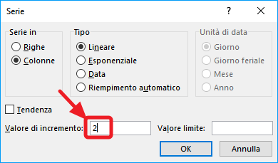 casella valore incrementale