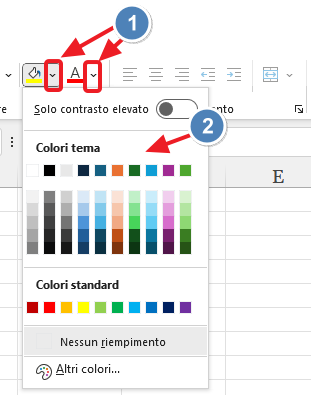 colorare lo sfondo e il carattere