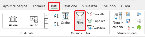 togliere il filtro
