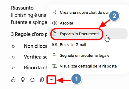 Comando Esporta in Documenti Google