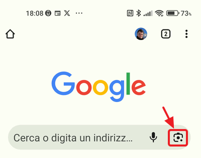 lens nella barra di ricerca google