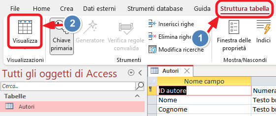 visualizzazione foglio dati