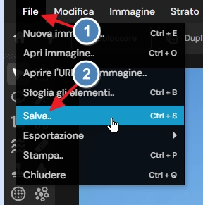 menu file save download pixlr editor