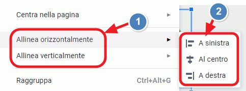 allineamento degli oggetti