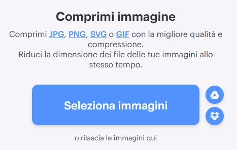 pulsante seleziona immagini su iloveimg comprimere