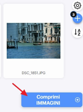 pulsante comprimi immagini