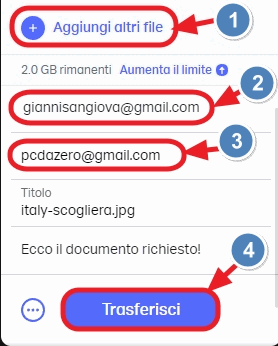 condividere file con wetransfer