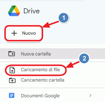 carica file sul drive