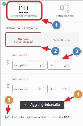 dividere per intervalli