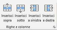inserire righe e colonne