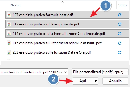 selezione multipla di file PDF