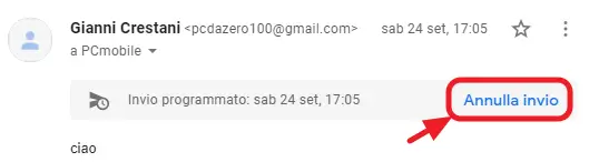 annulla invio