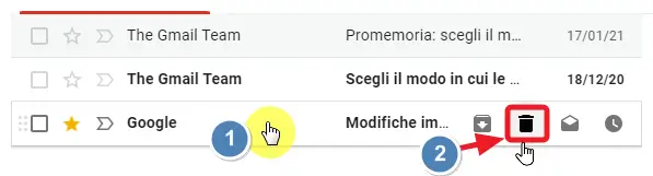 elimina da posta in arrivo