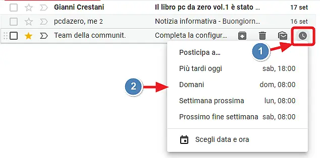posticipare il messaggio
