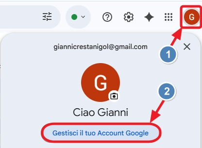 Gestisci il tuo account Google