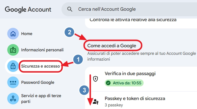 Recupero account Google