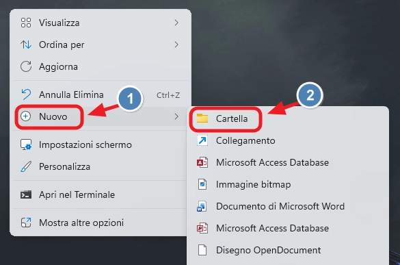 crea nuova cartella