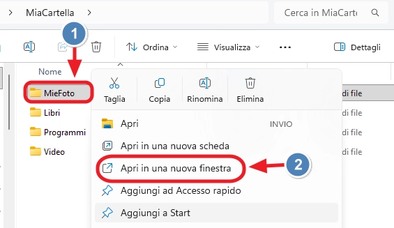 apri cartella in una nuova finestra