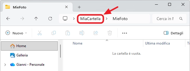 naviga su mia cartella