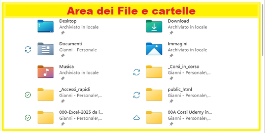 Riquadro principale di Esplora File